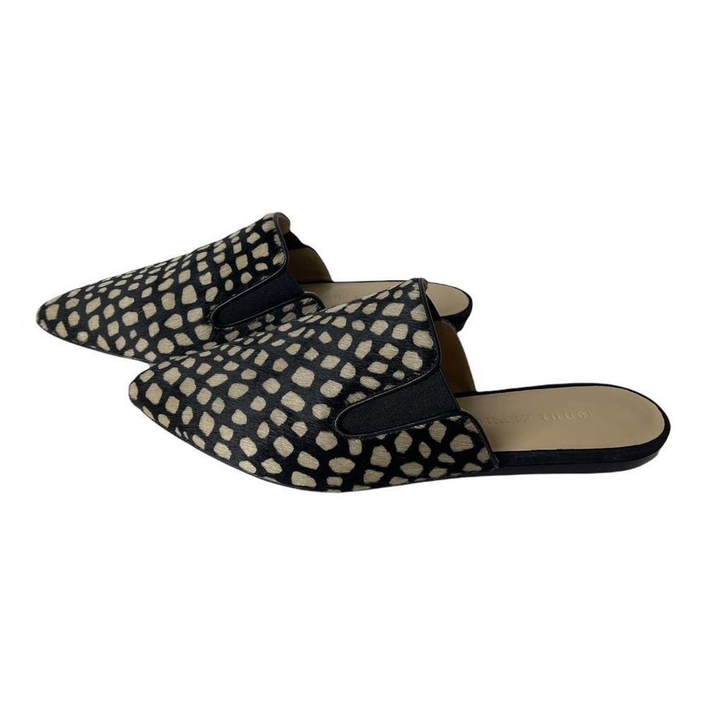 Jenni Kayne Genuine Calf Hair Mule Made in Italy in Black and Honey Giraffe NEW - Picture 3 of 8